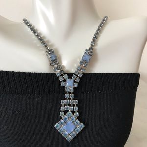 Vintage Coro Necklace Blue Rhinestone Original Box